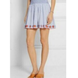 Tory Burch
Blue Embroidered Grace Striped Cotton Oxford Dusk/ White Skirt